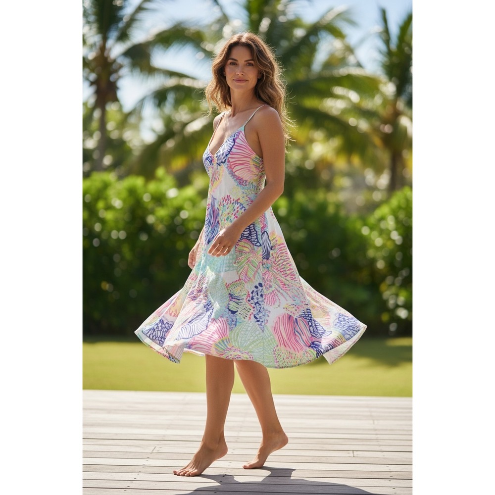 Lilly Pulitzer Silk Dress XS Sleeveless Colorful Print V Neck Mini